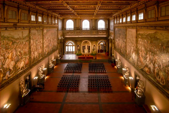Salone dei Cinquecento (Hall of the Five Hundred), the largest and most important historical and artistic room within the Palazzo Vecchio.
