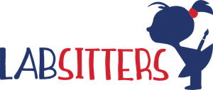 Labsitters's logo, a baby girl silhouette kissing the words 'labsitters'
